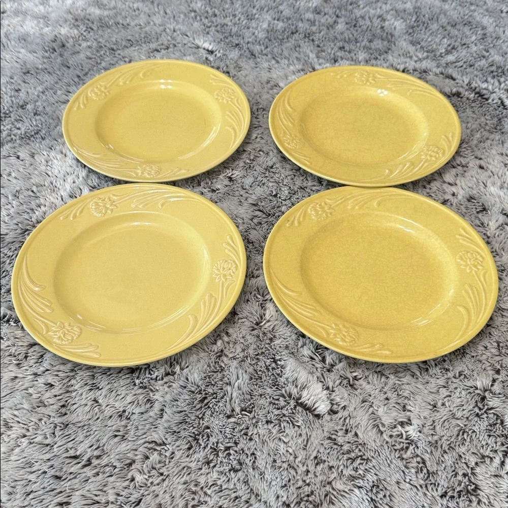 Lenox Poppies Rainbow Yellow Set of 4 Salad Lunch Plates 8.4